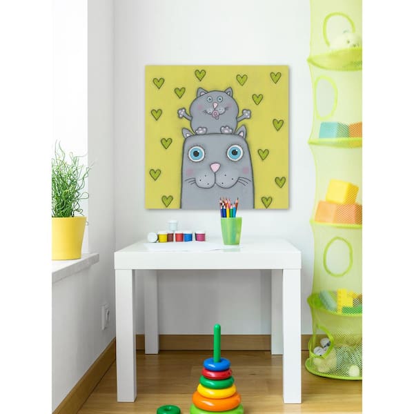Unbranded 40 in. H x 40 in. W "Cat with Kitten" by Tatijana Lawrence Printed Canvas Wall Art