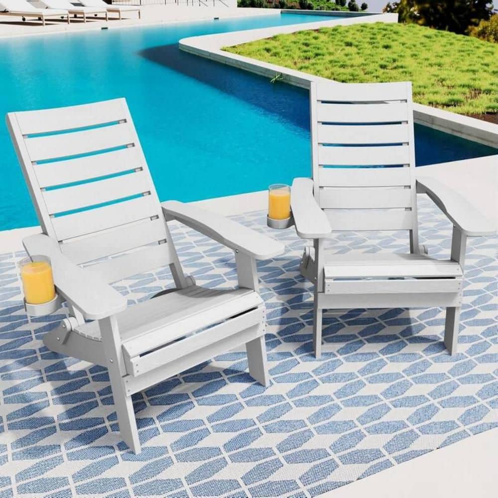 All-Weather HIPS White Folding Plastic Patio Adirondack Chair for Outdoor (Set of 2) price history on PriceWatchPro