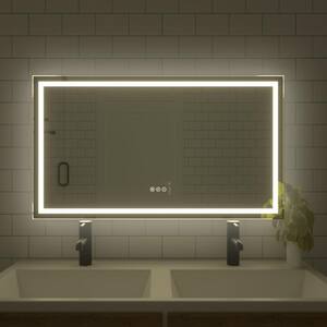 42 in. W x 24 in. H Small Rectangular Frameless LED Bathroom Vanity Mirror in Crystal