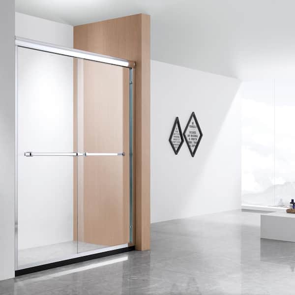 ROSWELL Ascoli 48 in. x 76 in. Frameless Sliding Shower Door in Chrome