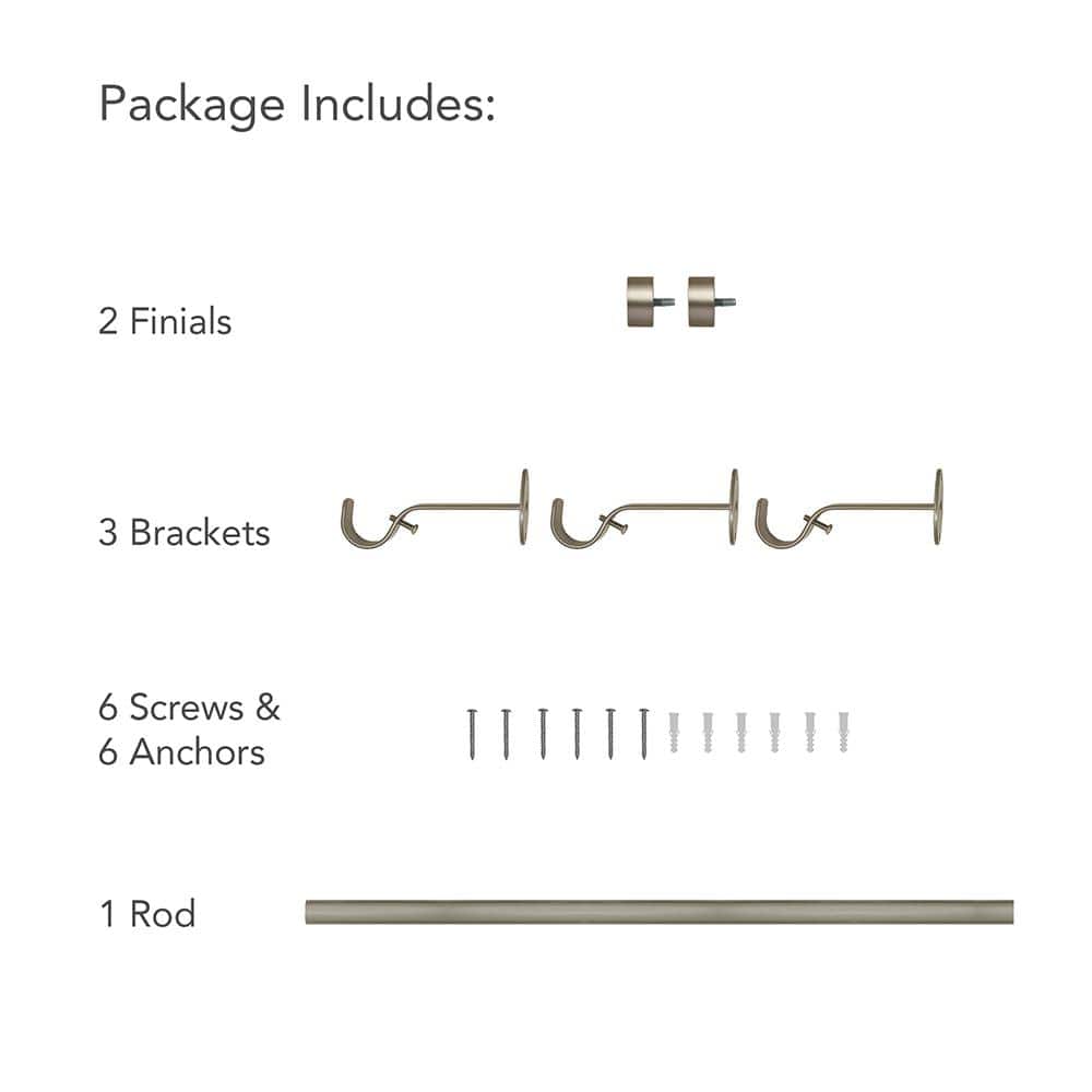 Serena 86-120" Polished Nickel Curtain Rod with Contemporary Cap Finial