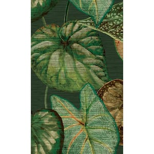 Tropical Leaves Green Non-Woven Paste the Wall Textured Wallpaper 57 sq. ft.