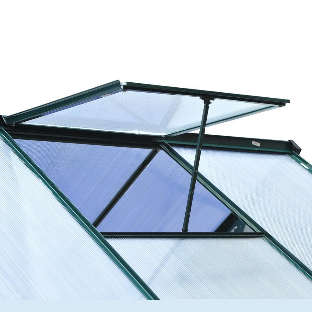 Outsunny Green Polycarbonate Walk-In Garden Greenhouse with Aluminum Frame