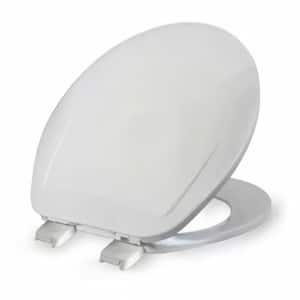 Round Molded Plastic, Easy Remove, Adjustable Hinge Front Toilet Seat in White 17.5 in. x 14 in. x 2 in.