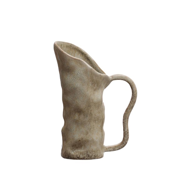 Storied Home 12 fl.oz Organic Shaped Green Stoneware Pitcher