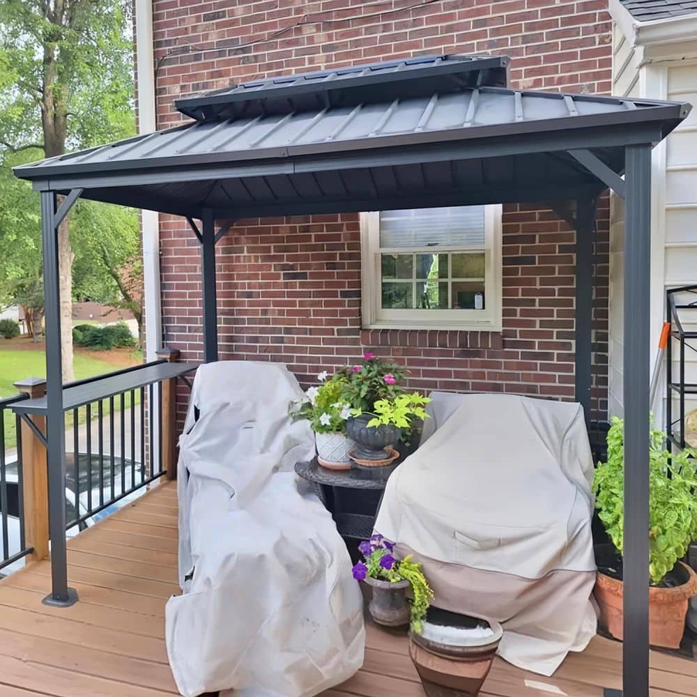 PURPLE LEAF 6 ft. x 9 ft. Hardtop Grill Gazebo for Patio Aluminum