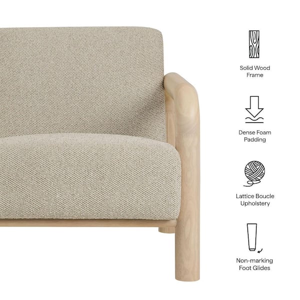 MODWAY Sereno Modern Boucle Fabric Accent Chair in Marble Oak with