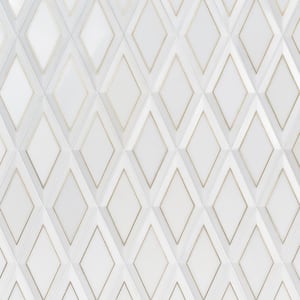 Macon White Jade 5.51 in. x 11.81 in. Beveled Polished Marble and Brass Wall Tile (4.51 Sq. Ft./Case)