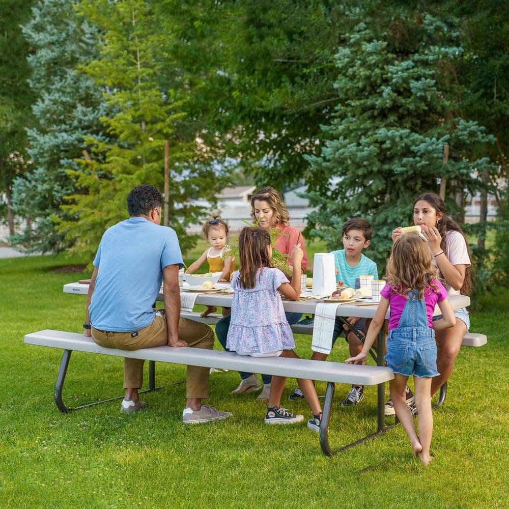 Almond 8-Foot Folding Picnic Table with Benches