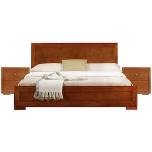Valerie 79.2 in. W Cherry King Non-Upholstered Wood Frame Platform Bed