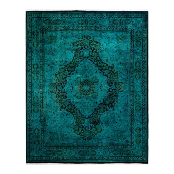 Solo Rugs Fine Vibrance Blue 8 ft. x 10 ft. Solid Wool Indoor Area Rug
