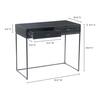 Desk dimensions and specifications diagram.