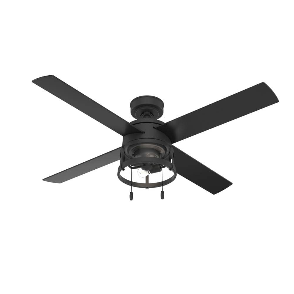 Hunter Tacoma 52 in. Indoor/Outdoor Matte Black Ceiling Fan with Light Kit  Included 52369 - The Home Depot