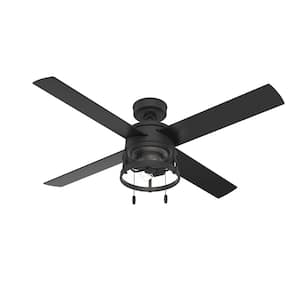 Tacoma 52 in. Indoor/Outdoor Matte Black Ceiling Fan with Light Kit Included