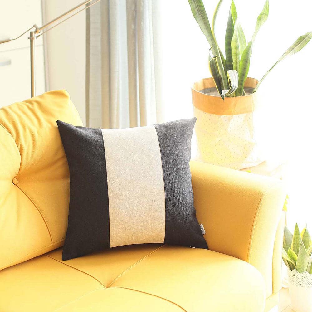Black and Ivory Boho-Chic Jacquard Throw Pillow