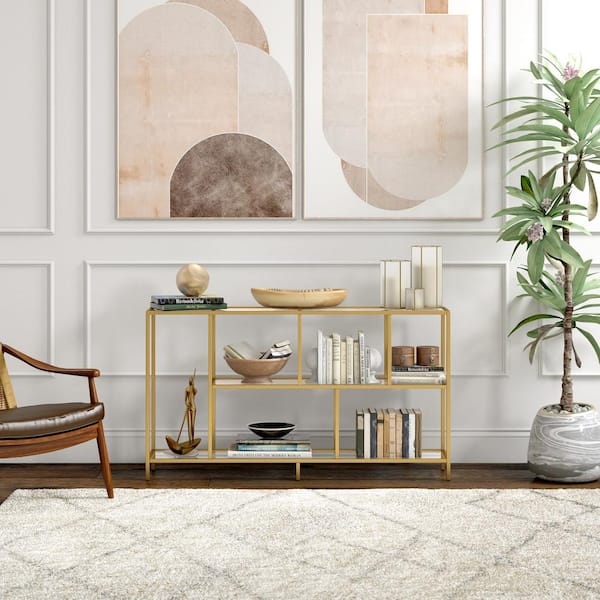 Meyer&Cross Winthrop 52 in. Brass Rectangular Glass Shelves