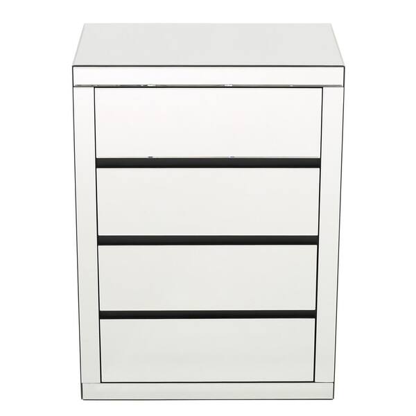 Noble House Milo 4-Drawer Mirrored Accent Chest