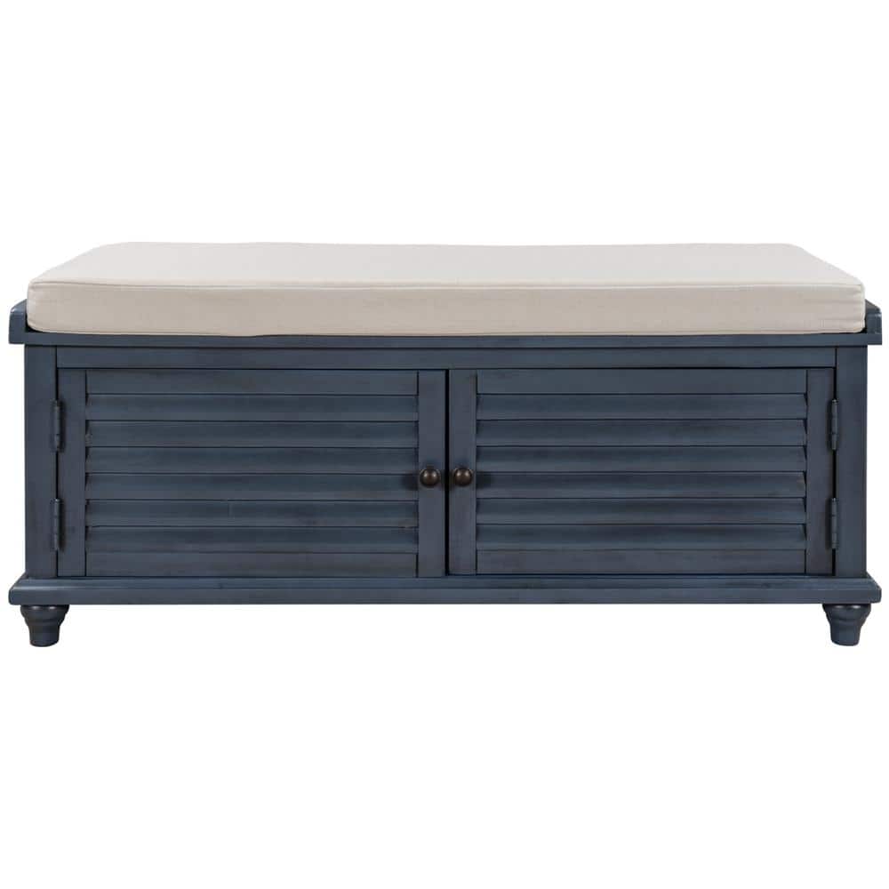 ATHMILE Blue Storage Bench 43.4 in. L x 15.75 in. W x 19.4 in. H