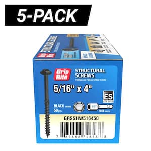 5-Pack 5/16 in. x 4 in. Hex Drive Hex Head Structural Screws 50 Per Box/250-Piece