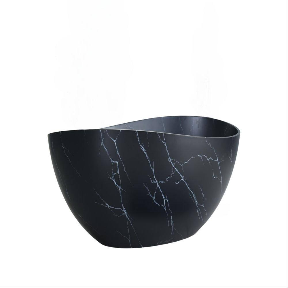 AURIN 65 in. Stone Resin Bathtub Solid Surface Freestanding Bathtub in Black Stone Finish with White Veining price history on PriceWatchPro