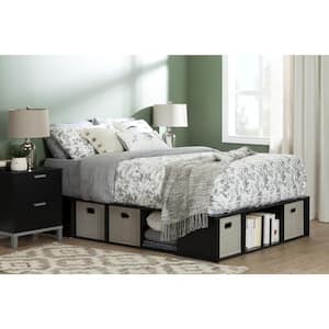 Flexible Black Oak Full-Size Storage Bed
