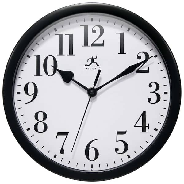 Infinity Instruments Black Plastic Wall Clock 20048BK-4400 - The Home Depot