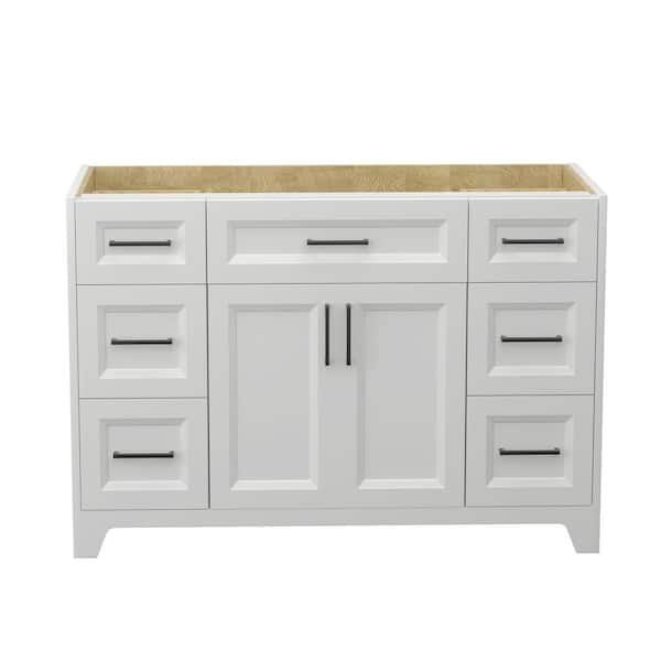 Xspracer Victoria 48 in. W. x 21.5 in. D x 33.5 in. H Freestanding Solid Wood Bath Vanity Cabinet without Top in White