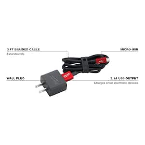 M12 3 Ft. Micro-USB Cable and 2.1A Wall Charger