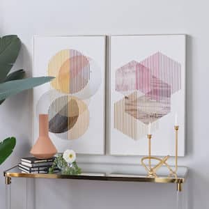 2- Panel Geometric Framed Wall Art with Silver Frame 32 in. x 20 in.