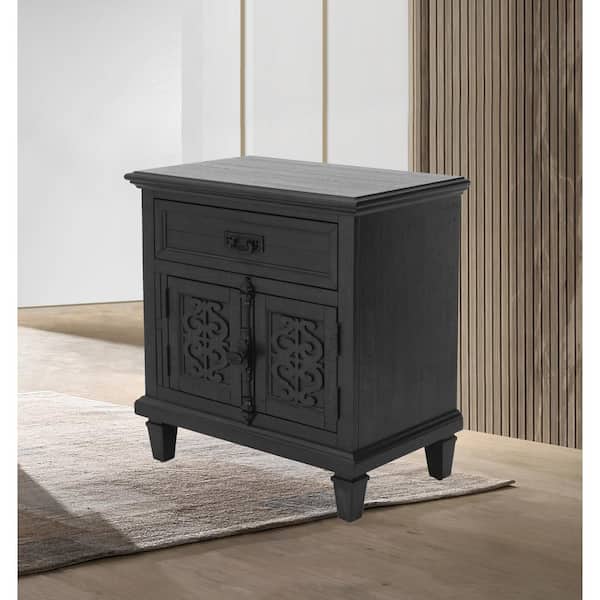 Best Quality Furniture Sleigh Rustic Gray 1 Drawer 18" Nightstand