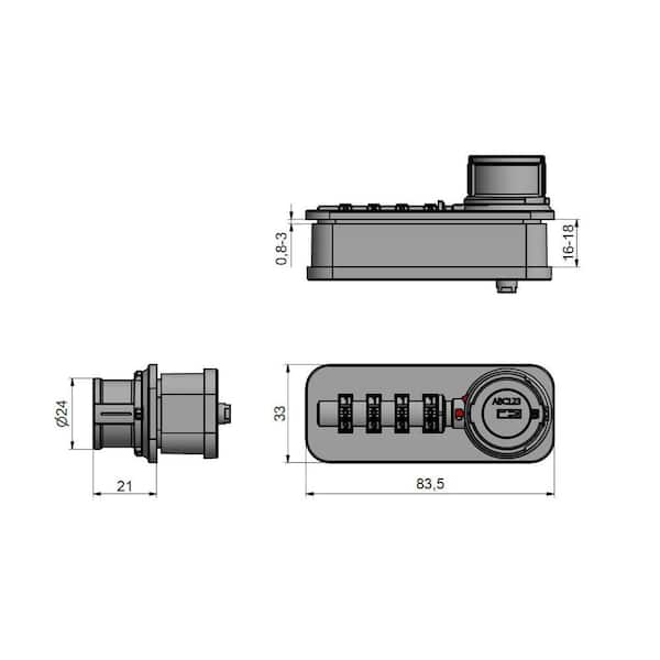 Richelieu Hardware 3-5/16 in. Black Left Hand Fixed Code