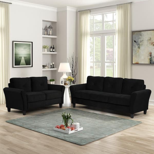 Black Loveseat Couch Sofa Set Rc002s