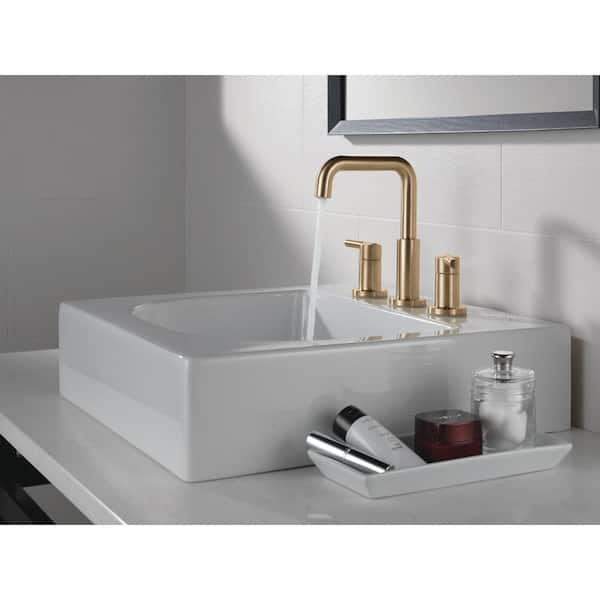 Nicoli Gold 8 in. Widespread Double Handle Bathroom Faucet in Champagne Bronze