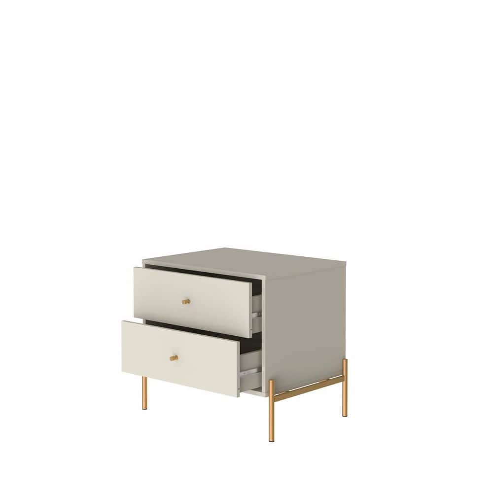 Jasper Off White Engineered Wood Nightstands with Gold Accents (Set of 2)