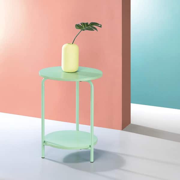 OSP Home Furnishings Elgin 15.75 in. Metal Accent Table in Mint