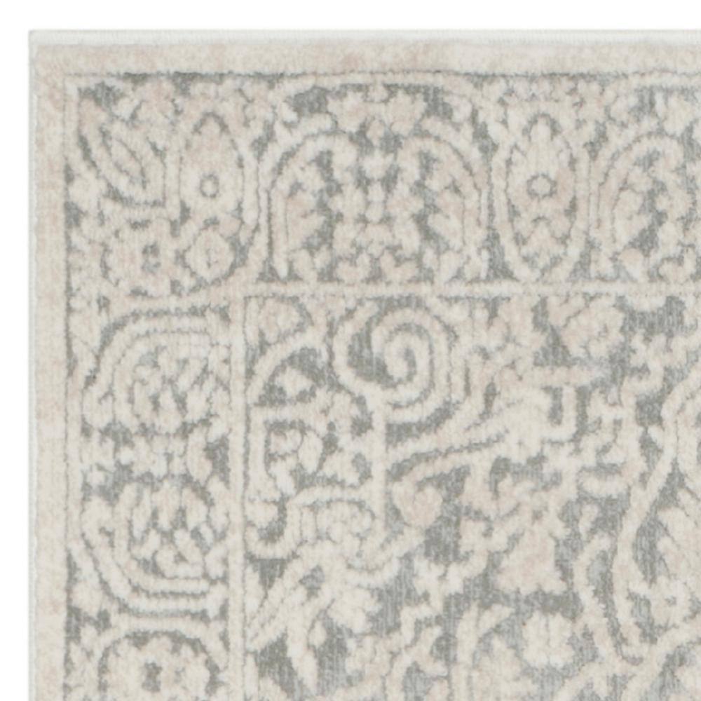 Light Grey and Cream Floral Cotton Area Rug