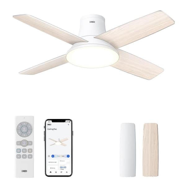 DREO 44 in. Indoor White Smart 4-Blade Ceiling Fan with Timer, Light and Remote