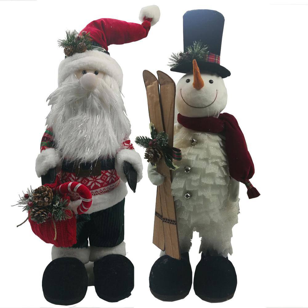 30 in. Christmas Snowman and Plush Santa Set