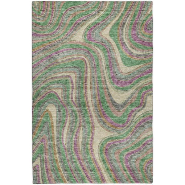 Dream Shag Premium Machine Washable Abstract ADS756 Graphite 8 ft. x 10 ft. Area Rug