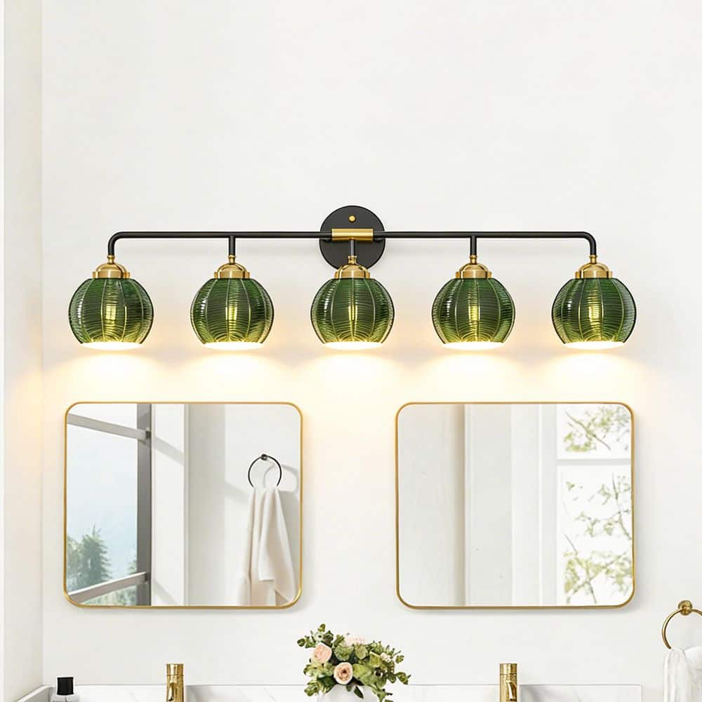 Orbe 5 Light Vintage Vanity Light with Green Glass Shades (Bulbs Not Includ) for  Bathroom,Kitchen, Dining Room, Bedroom price history on PriceWatchPro