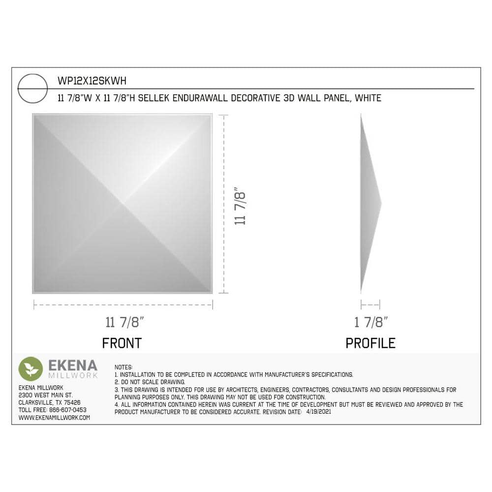White Textured PVC 3D Wall Panels, 11.88" x 11.88", 10-Pack