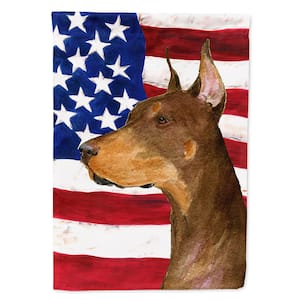 2.33 ft. x 3.33 ft. Polyester USA American 2-Sided Flag with Doberman 2-Sided Flag Canvas House Size Heavyweight