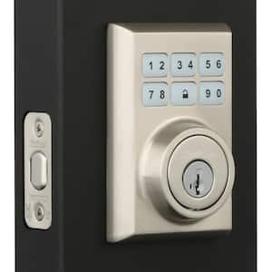 SmartCode 909 Contemporary Satin Nickel Single Cylinder Keypad Electronic Deadbolt with Handleset and Lever
