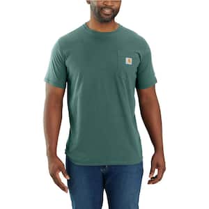 Men's Large Slate Green Heather Cotton/Polyester Force Relaxed Fit Midweight Short-Sleeve Pocket T-Shirt