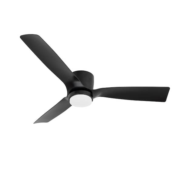 raccroc 52 in. LED Indoor Outdoor Black ABS Finish Ceiling Fan with 1-Light and Remote Control