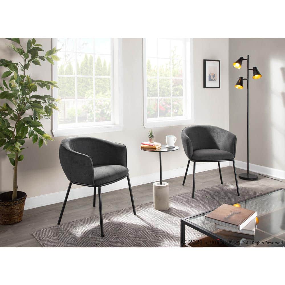 Ashland Contemporary Charcoal Fabric Upholstered 24.5" Arm Chair with Black Metal Frame