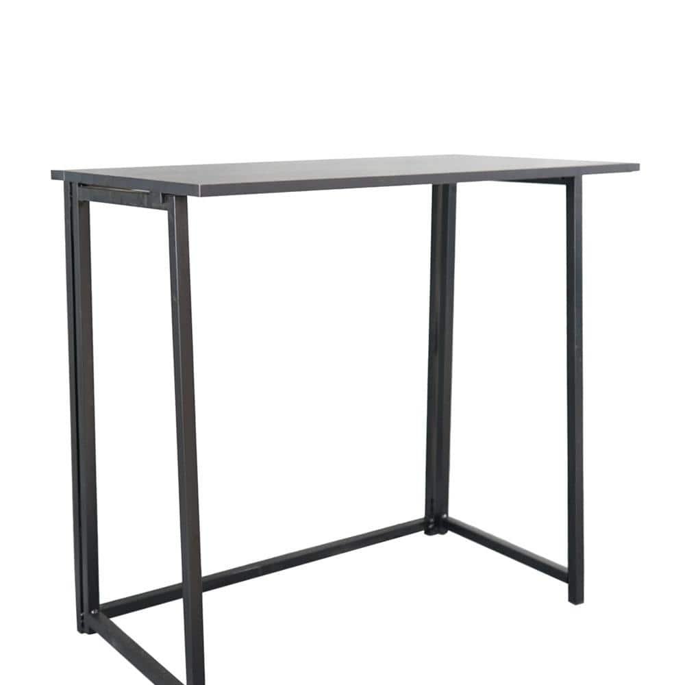 Black Wood Foldable Rectangular Computer Desk