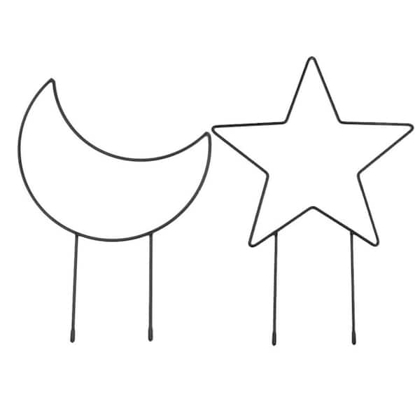 Mr. Garden 14.57 in. x 10.04 in. Plant Trellis for Potted Plants Growing Support Trellis Star and Moon Garden Trellis (2-Pack)