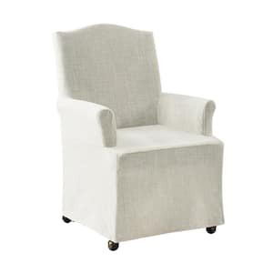 Adelina Ivory Traditional Roll Arm Dining Chair with Hooded Caster Wheels