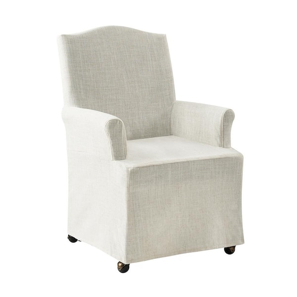 JAYDEN CREATION Adelina Ivory Traditional Roll Arm Dining Chair with Hooded Caster Wheels